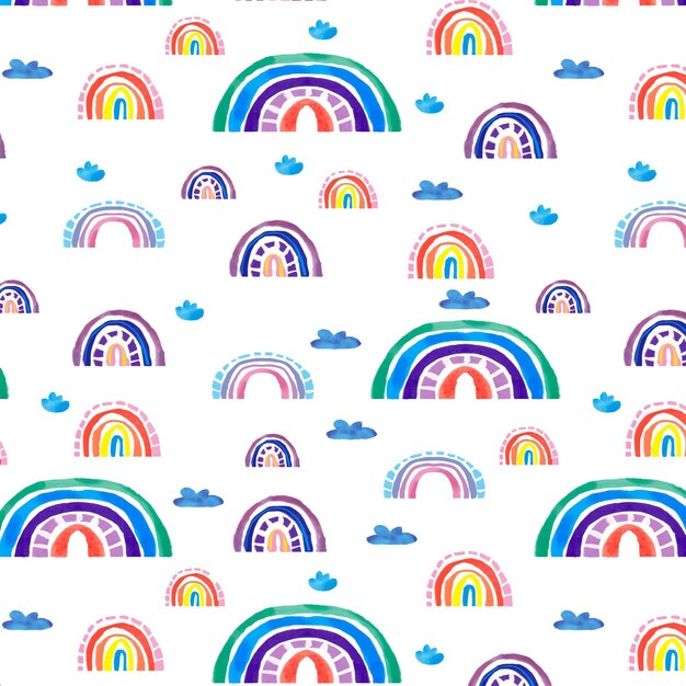 Diseño de patrón de arco iris de acuarela pintado a mano