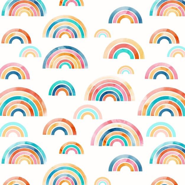 Diseño de patrón de arco iris de acuarela pintado a mano