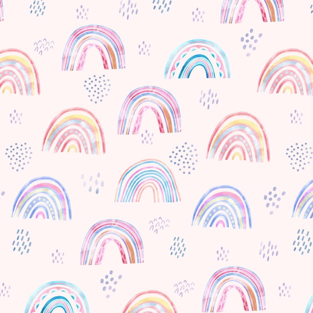 Diseño de patrón de arco iris de acuarela pintado a mano