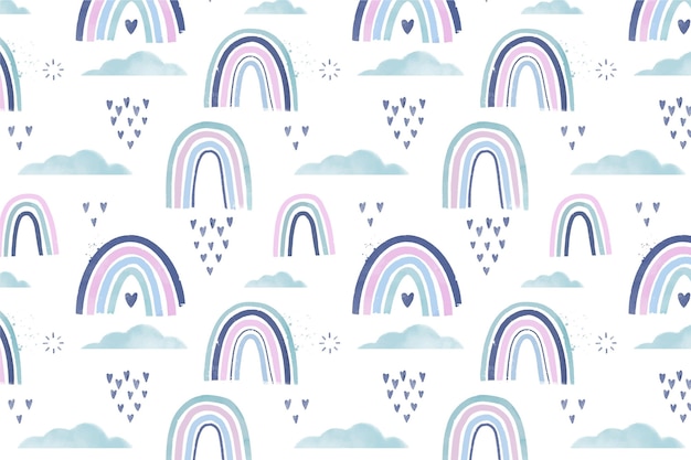 Diseño de patrón de arco iris de acuarela pintado a mano