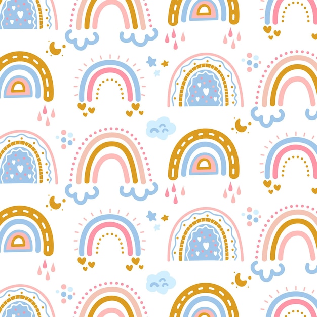 Diseño de patrón de arco iris dibujado a mano