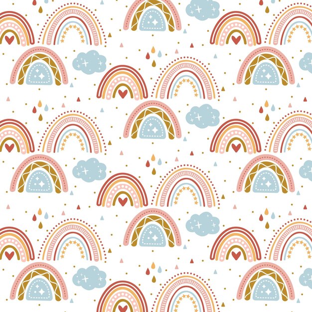Diseño de patrón de arco iris dibujado a mano
