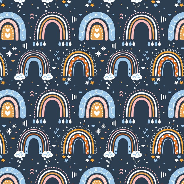 Diseño de patrón de arco iris dibujado a mano