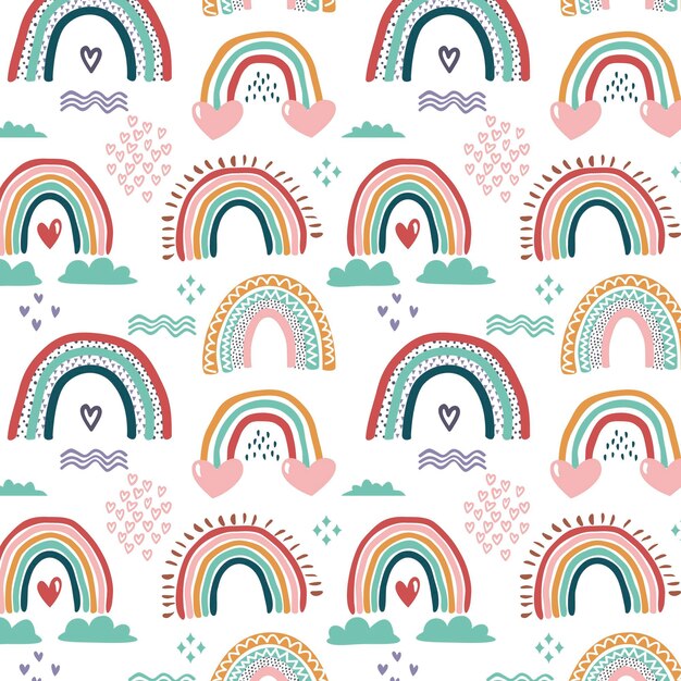 Diseño de patrón de arco iris dibujado a mano