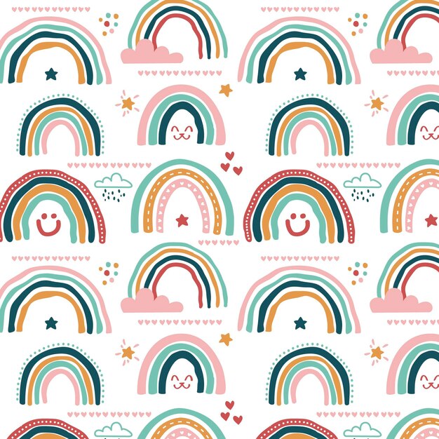 Diseño de patrón de arco iris dibujado a mano