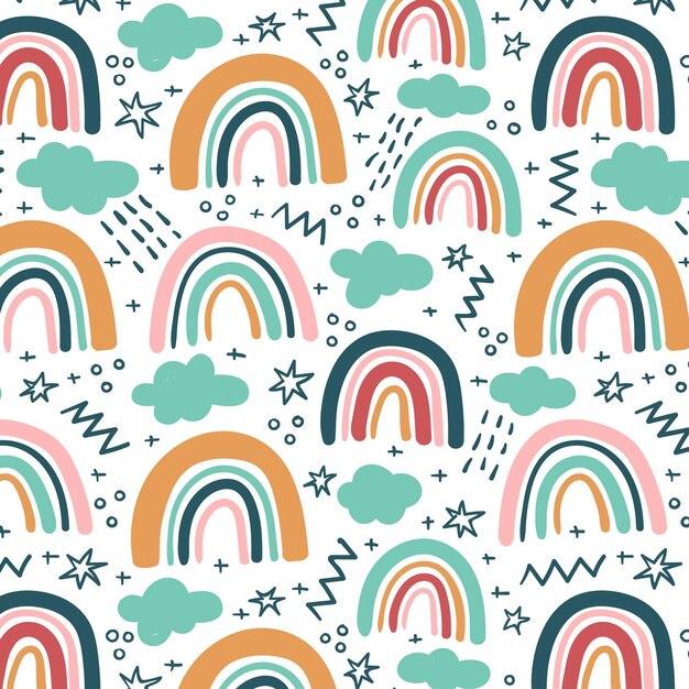 Diseño de patrón de arco iris dibujado a mano