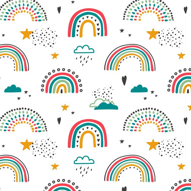 Diseño de patrón de arco iris dibujado a mano