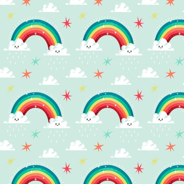 Diseño de patrón de arco iris dibujado a mano