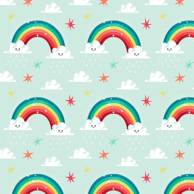 Diseño de patrón de arco iris dibujado a mano