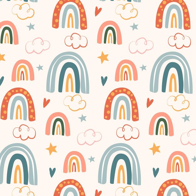 Diseño de patrón de arco iris dibujado a mano