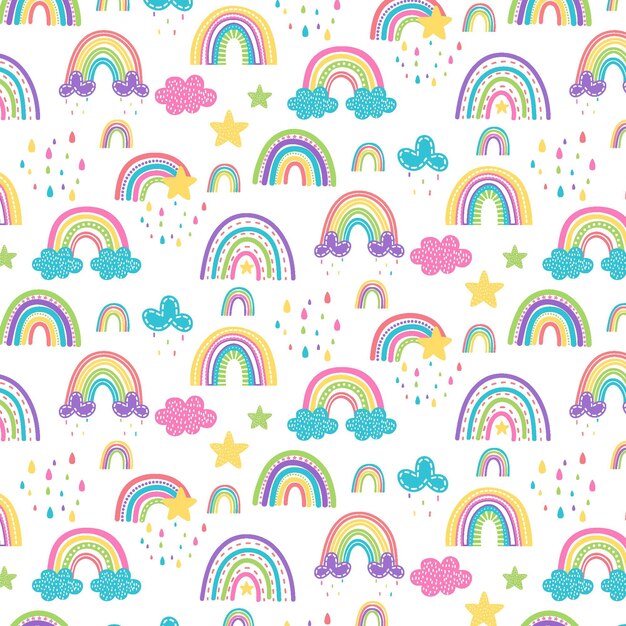 Diseño de patrón de arco iris dibujado a mano