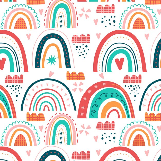 Diseño de patrón de arco iris dibujado a mano