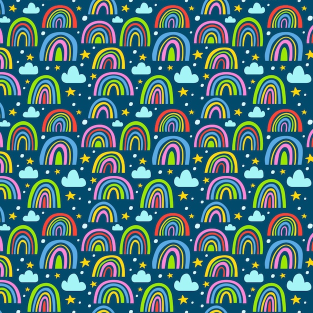 Diseño de patrón de arco iris dibujado a mano