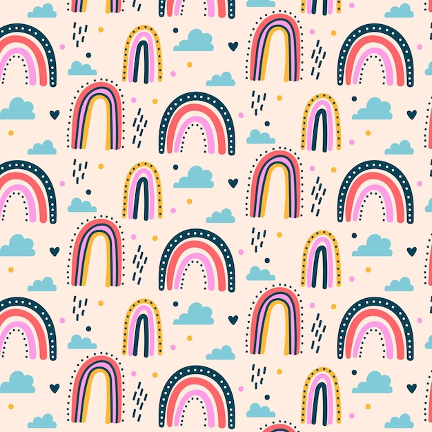 Diseño de patrón de arco iris dibujado a mano