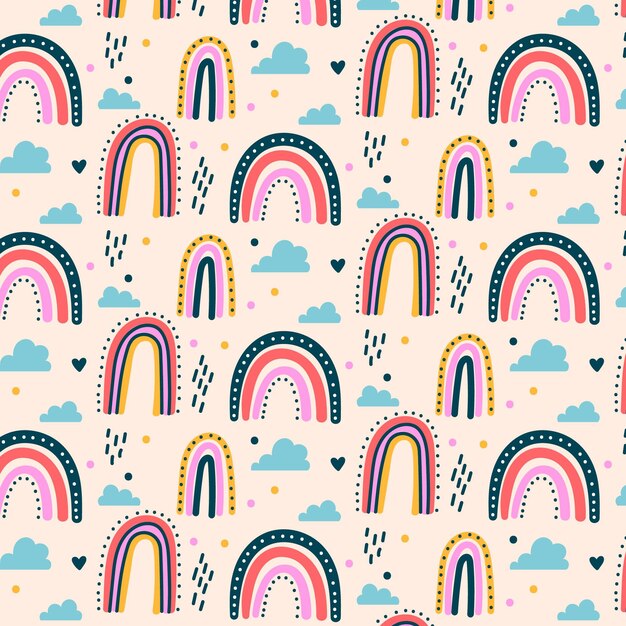 Diseño de patrón de arco iris dibujado a mano