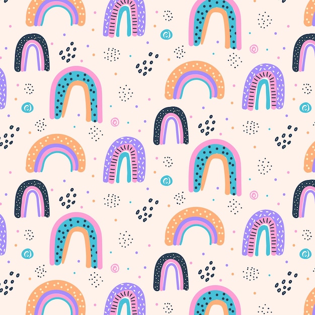 Diseño de patrón de arco iris dibujado a mano