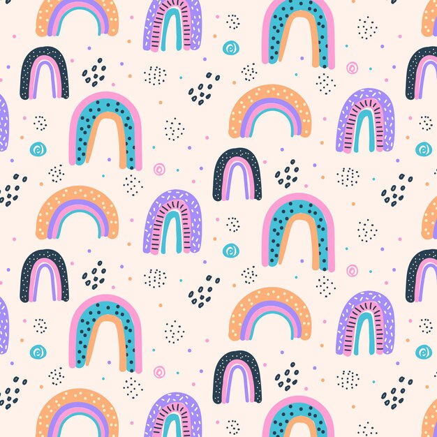Diseño de patrón de arco iris dibujado a mano