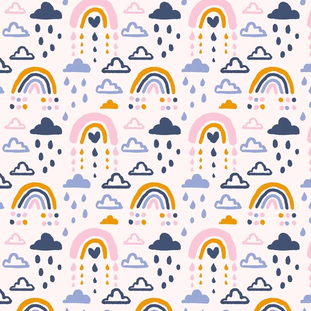 Diseño de patrón de arco iris dibujado a mano