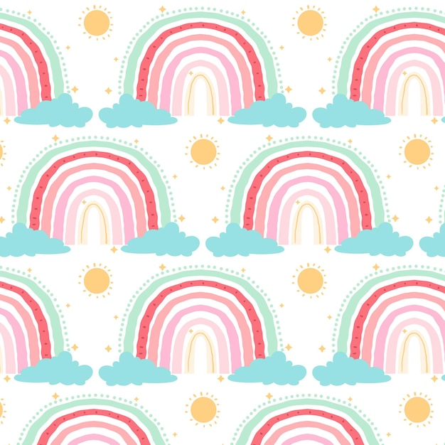 Diseño de patrón de arco iris dibujado a mano