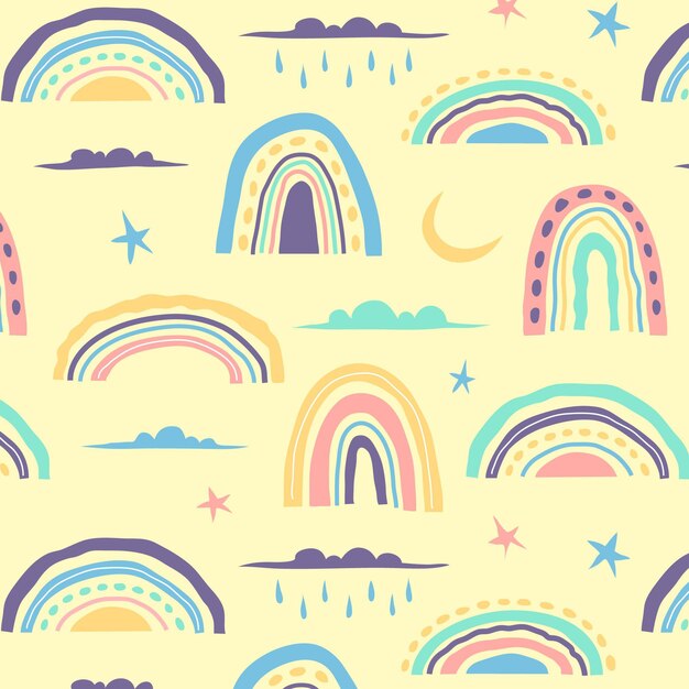 Diseño de patrón de arco iris dibujado a mano