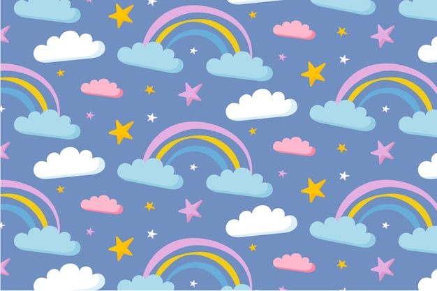 Diseño de patrón de arco iris dibujado a mano