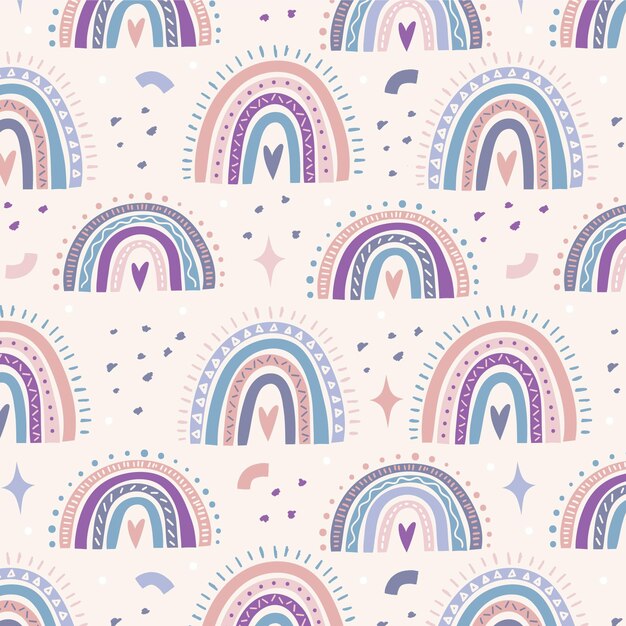 Diseño de patrón de arco iris dibujado a mano
