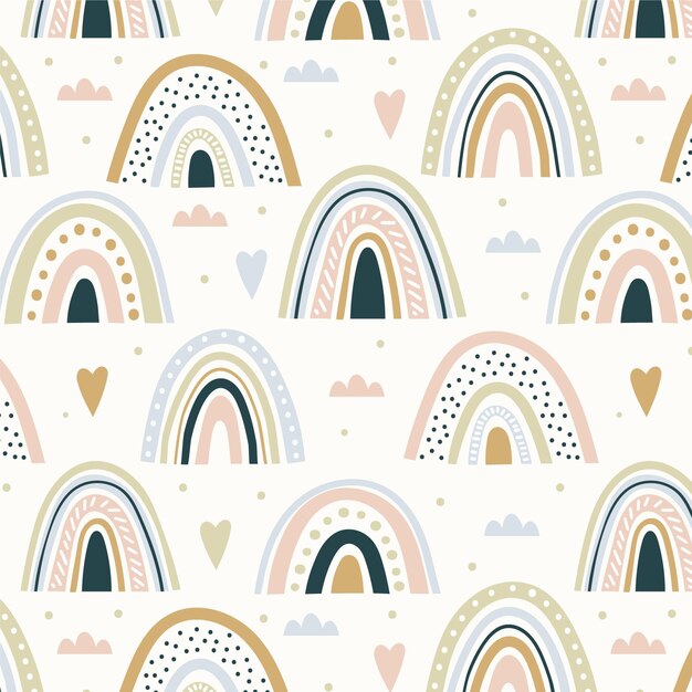 Diseño de patrón de arco iris dibujado a mano