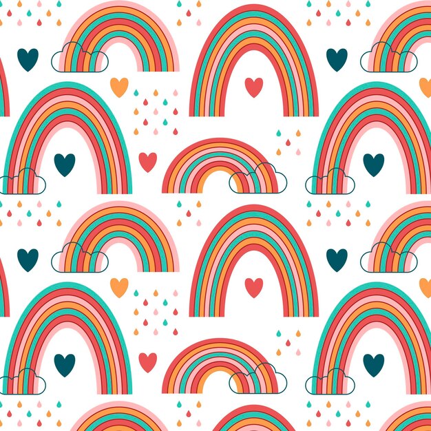 Diseño de patrón de arco iris dibujado a mano
