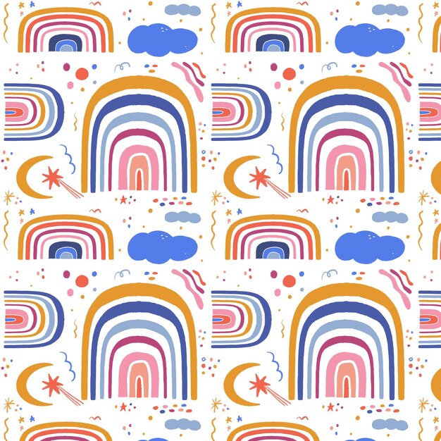 Diseño de patrón de arco iris dibujado a mano