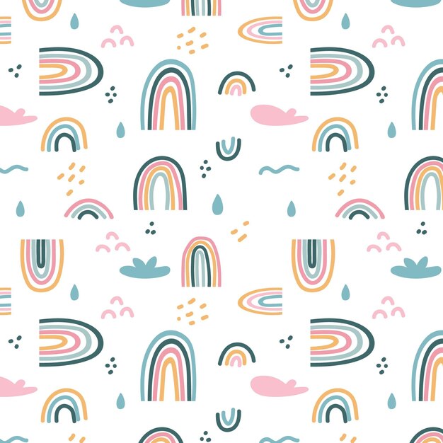 Diseño de patrón de arco iris dibujado a mano