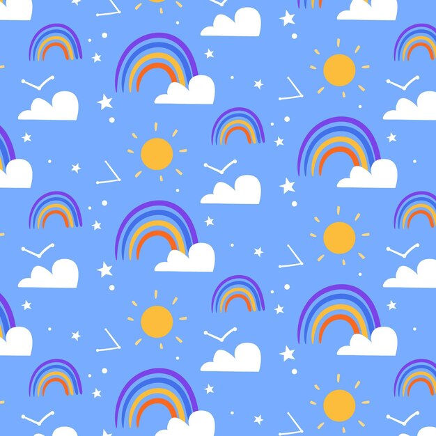 Diseño de patrón de arco iris dibujado a mano