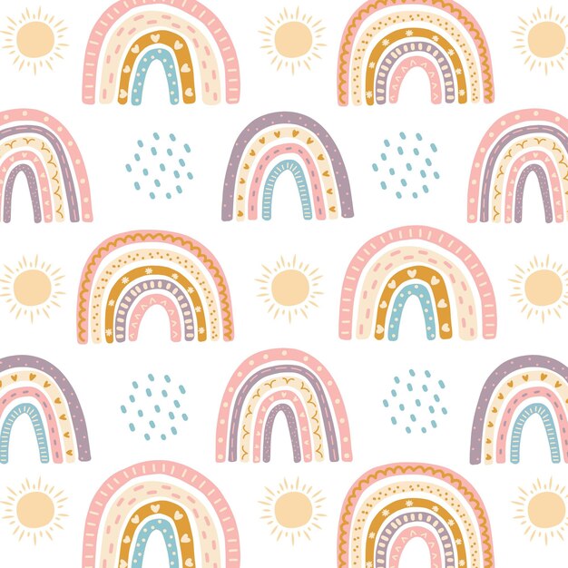 Diseño de patrón de arco iris dibujado a mano