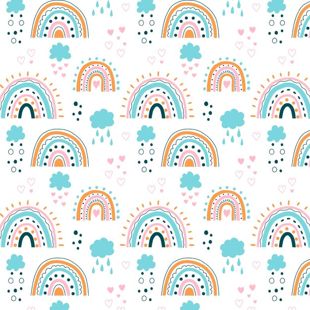 Diseño de patrón de arco iris dibujado a mano