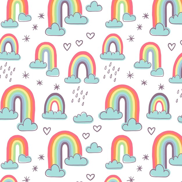 Diseño de patrón de arco iris dibujado a mano
