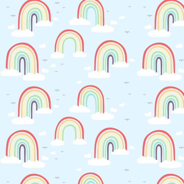 Diseño de patrón de arco iris dibujado a mano