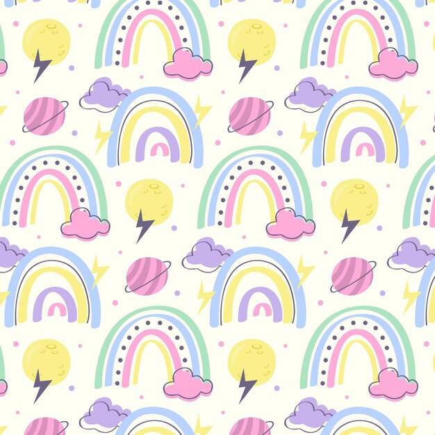 Diseño de patrón de arco iris dibujado a mano
