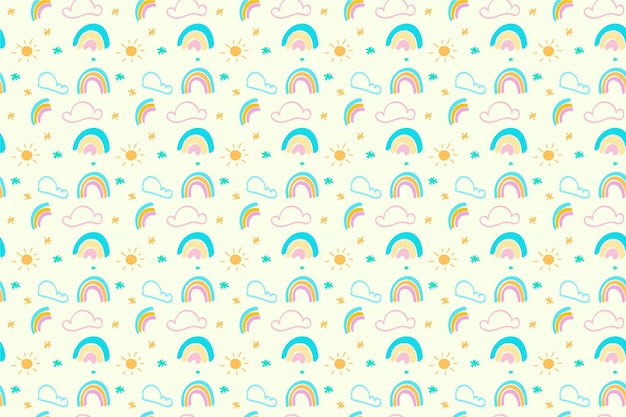 Diseño de patrón de arco iris dibujado a mano