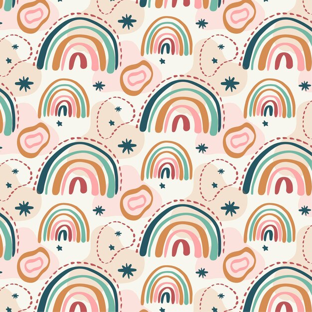Diseño de patrón de arco iris dibujado a mano