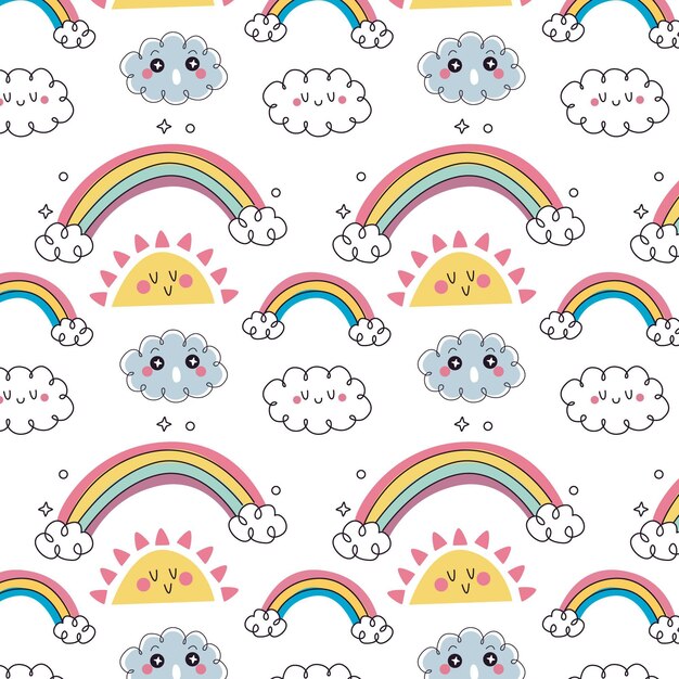 Diseño de patrón de arco iris dibujado a mano