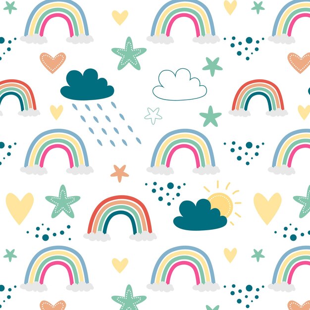 Diseño de patrón de arco iris dibujado a mano