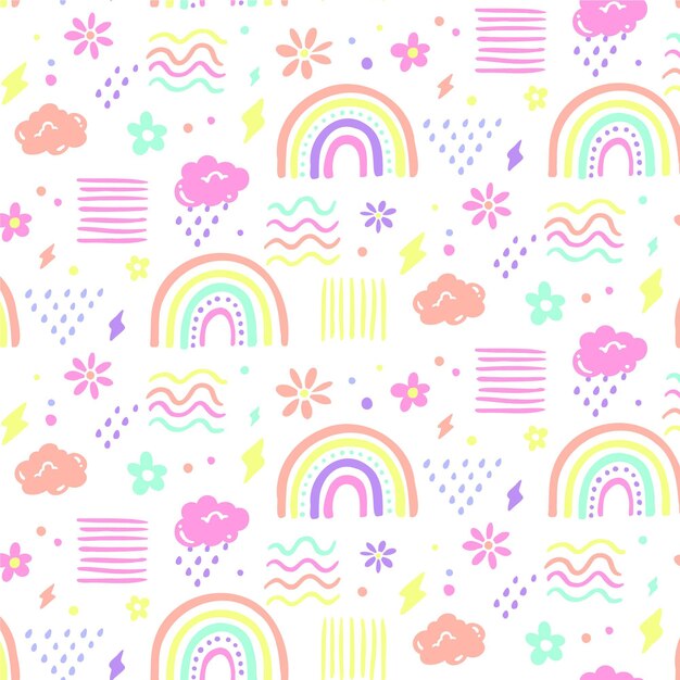 Diseño de patrón de arco iris dibujado a mano