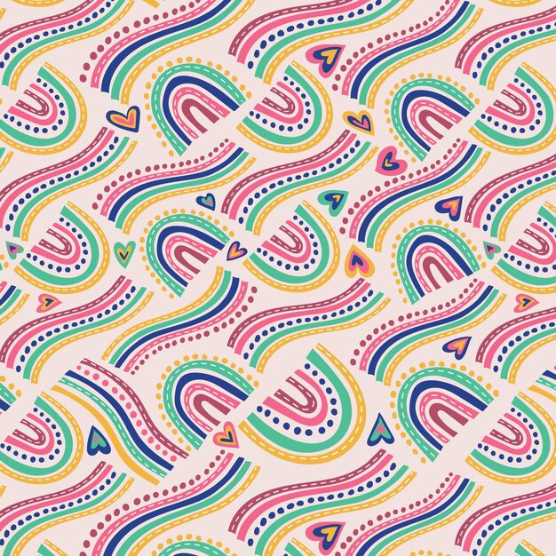 Diseño de patrón de arco iris dibujado a mano