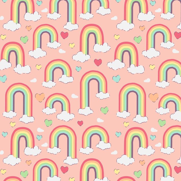 Diseño de patrón de arco iris dibujado a mano