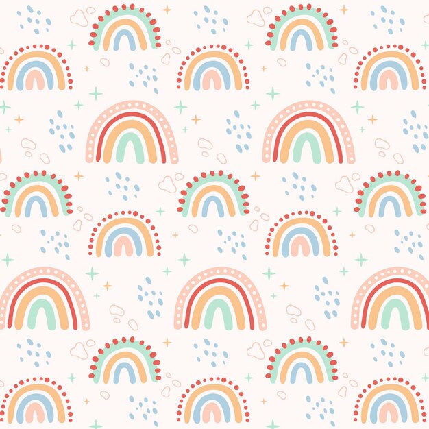 Diseño de patrón de arco iris dibujado a mano