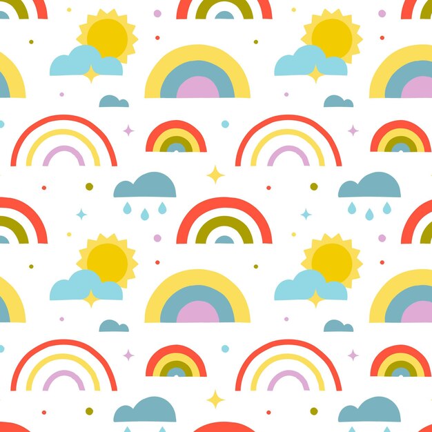 Diseño de patrón de arco iris dibujado a mano