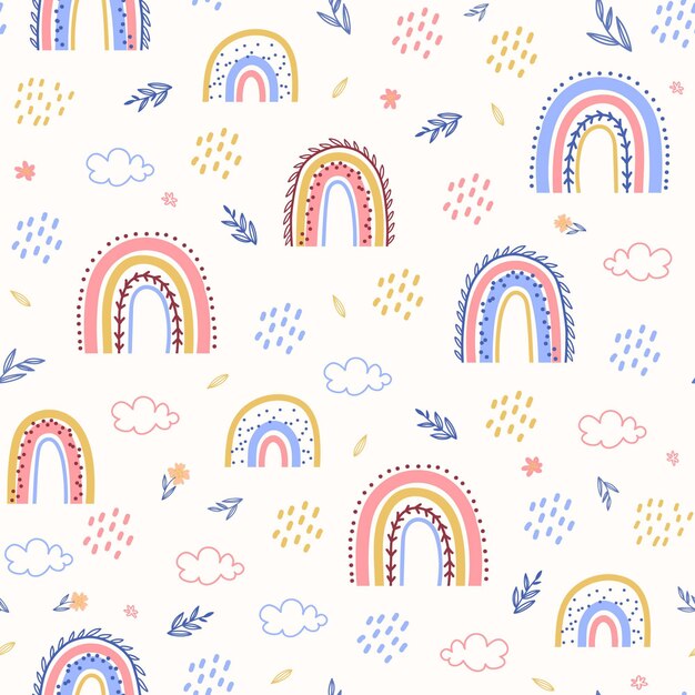 Diseño de patrón de arco iris dibujado a mano