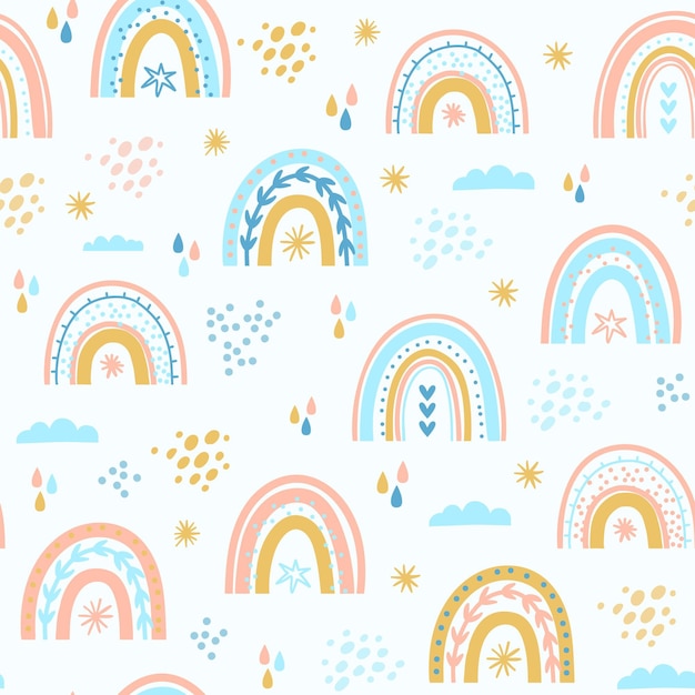 Diseño de patrón de arco iris dibujado a mano