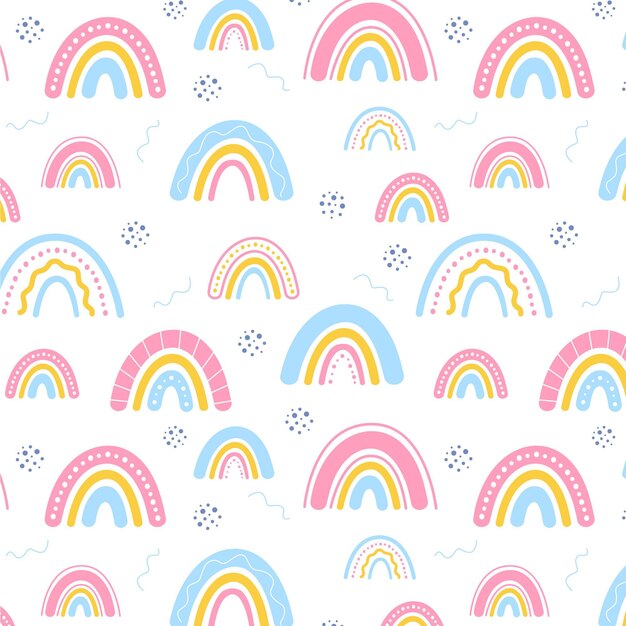 Diseño de patrón de arco iris dibujado a mano