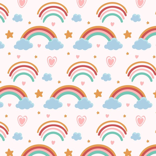Diseño de patrón de arco iris dibujado a mano