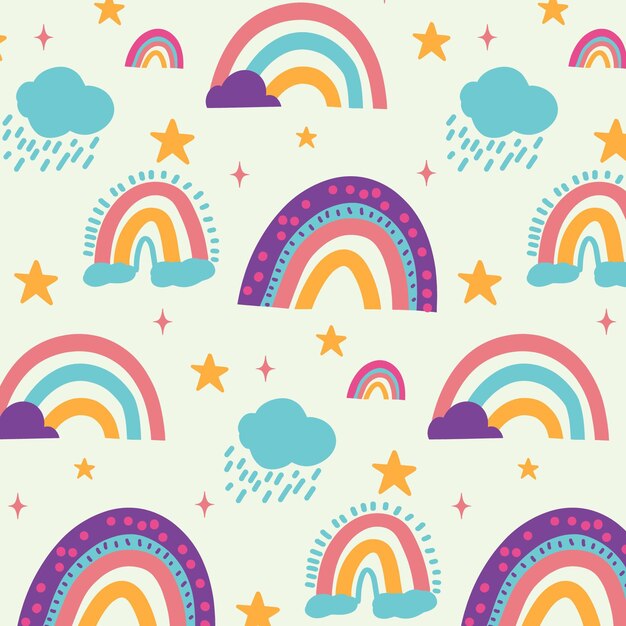 Diseño de patrón de arco iris pintado a mano